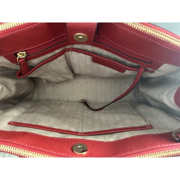 Michael Kors Sutton Red Satchel Saffiano Leather Structured Crossbody Bag MK 328 - Picture 4 of 16